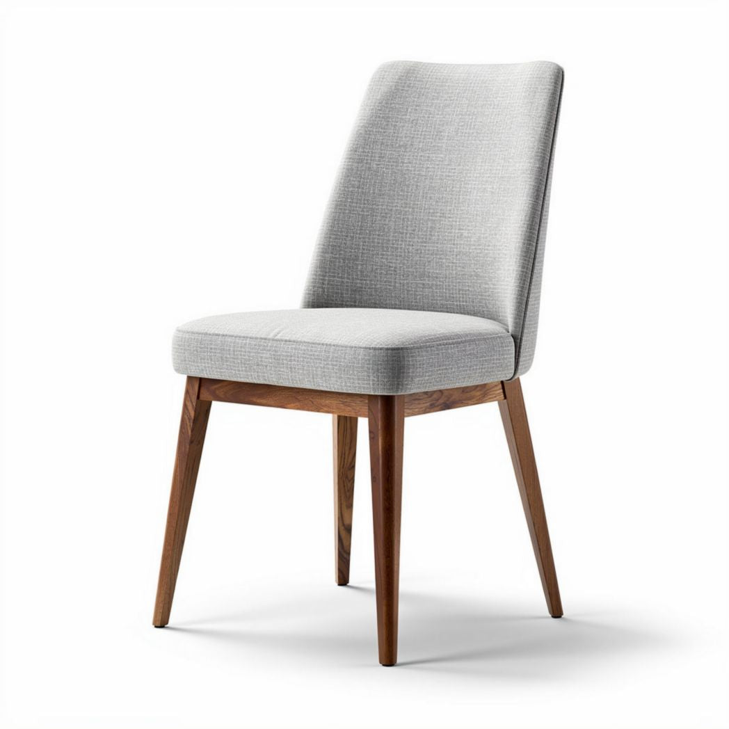 Gray upholstered dining chair with wood legs dimensions 45 x 50 x 90cm