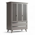 Three-door wardrobe with two drawers in grey finish 180 x 90 x 45cm