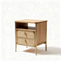 Wooden nightstand with two drawers and open storage space 45 x 40 x 55cm