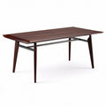 Mid-century modern dining table with dark wood finish and metal legs 150 x 80 x 75cm