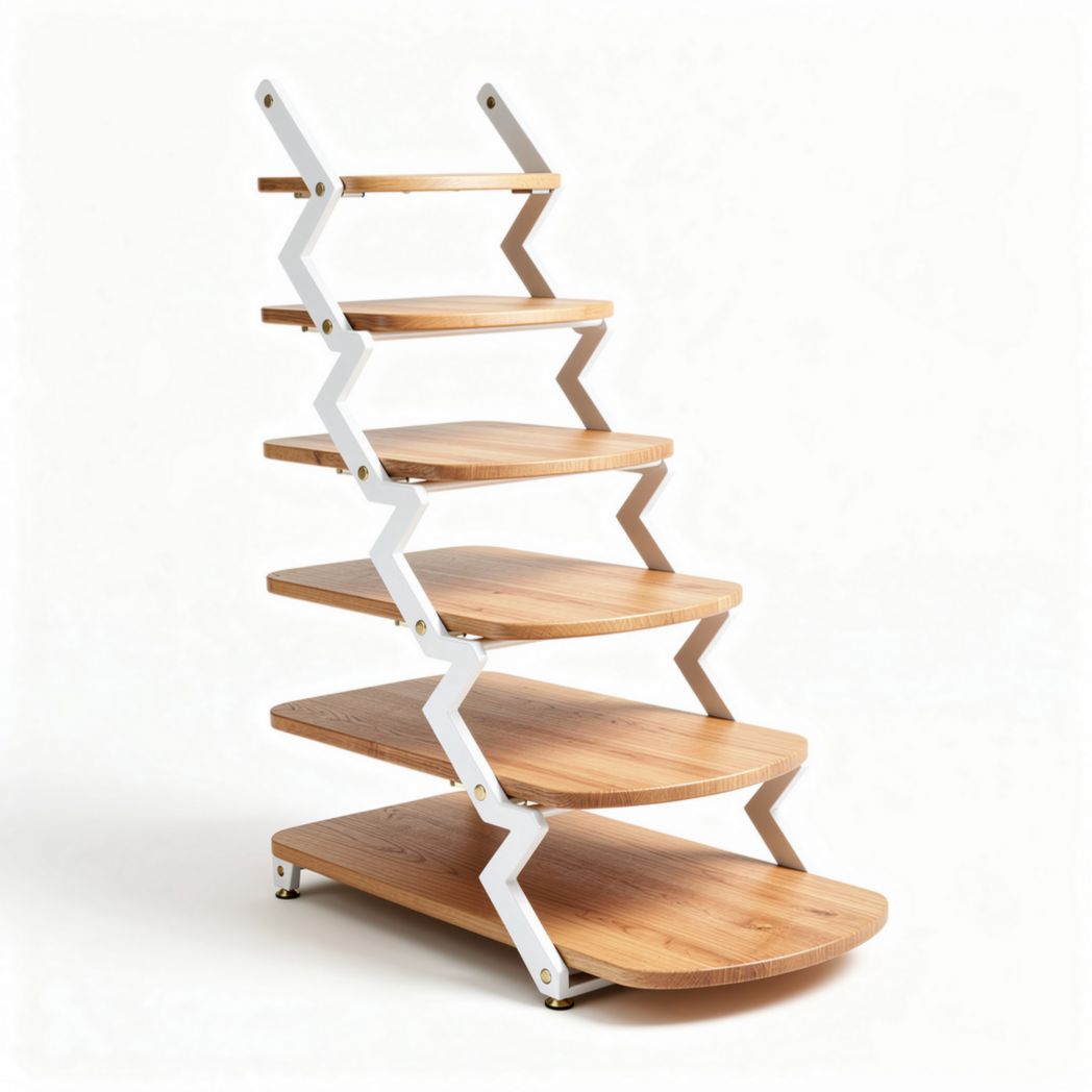 Zigzag bamboo ladder shelf for storage and display 150 x 60 x 180cm