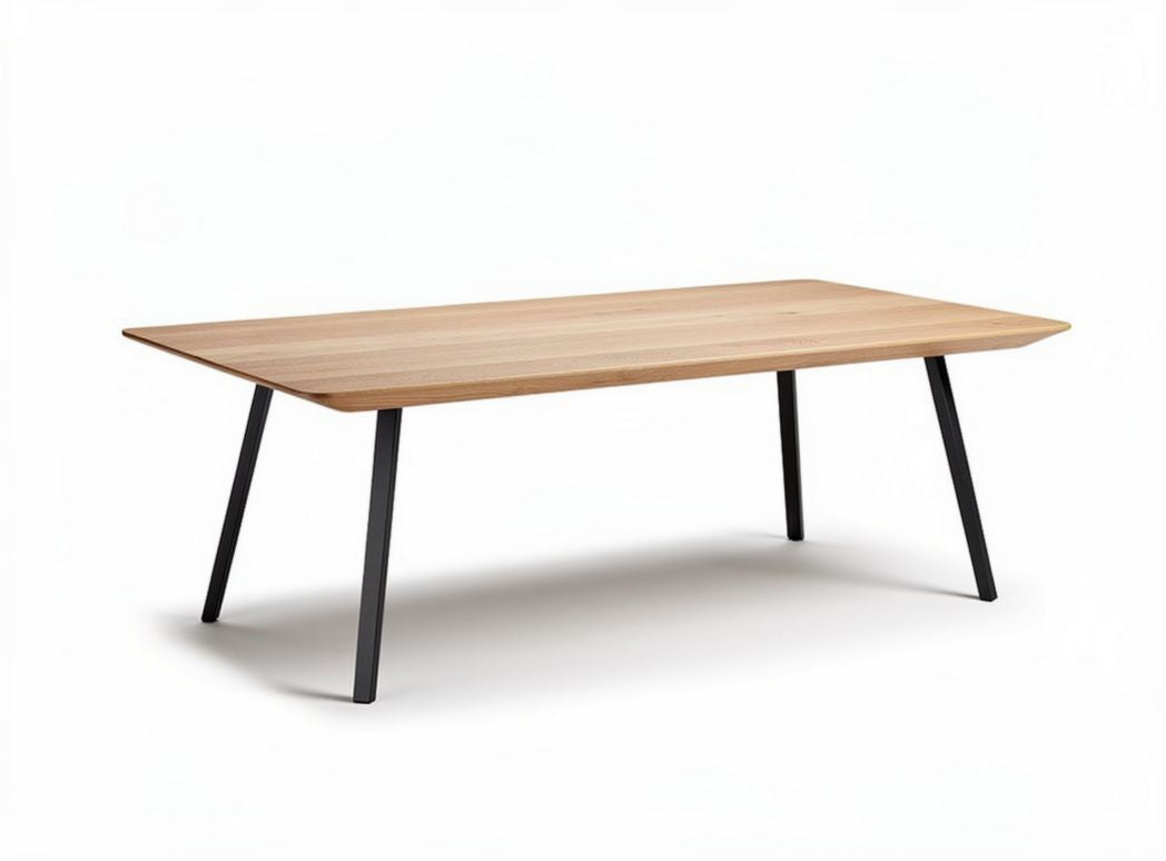 Wooden dining table with metal legs 200 x 100 x 75cm natural finish