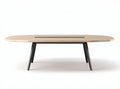 Wooden conference table with metal legs and central cable management 200 x 100 x 75cm