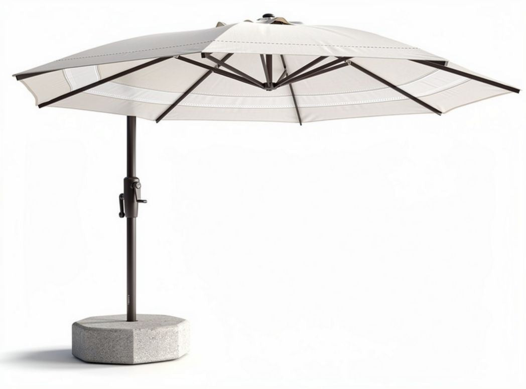 Patio umbrella with pole and base in beige color 200 x 200 x 250cm