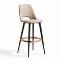 Leather bar stool with wooden legs for contemporary dining spaces 45 x 45 x 100cm