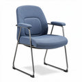 Fabric visitor chair with metal frame and armrests in blue 80 x 60 x 85cm