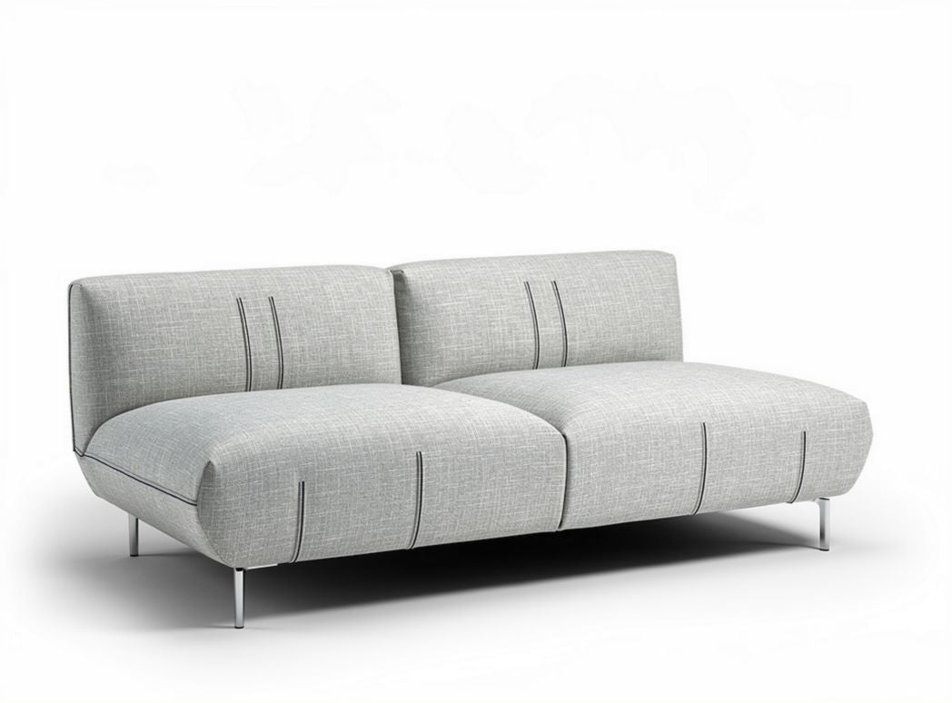 Gray fabric sectional sofa with modern design and metal legs 200 x 100 x 75cm