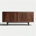 Walnut wood sideboard with three doors for living room storage 120 x 40 x 70cm