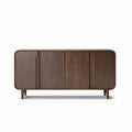 Wooden sideboard storage cabinet 120 x 40 x 75cm with sliding doors in walnut finish